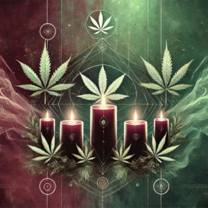 burgundy and greens emulate mystical sacred cannabis ceremony