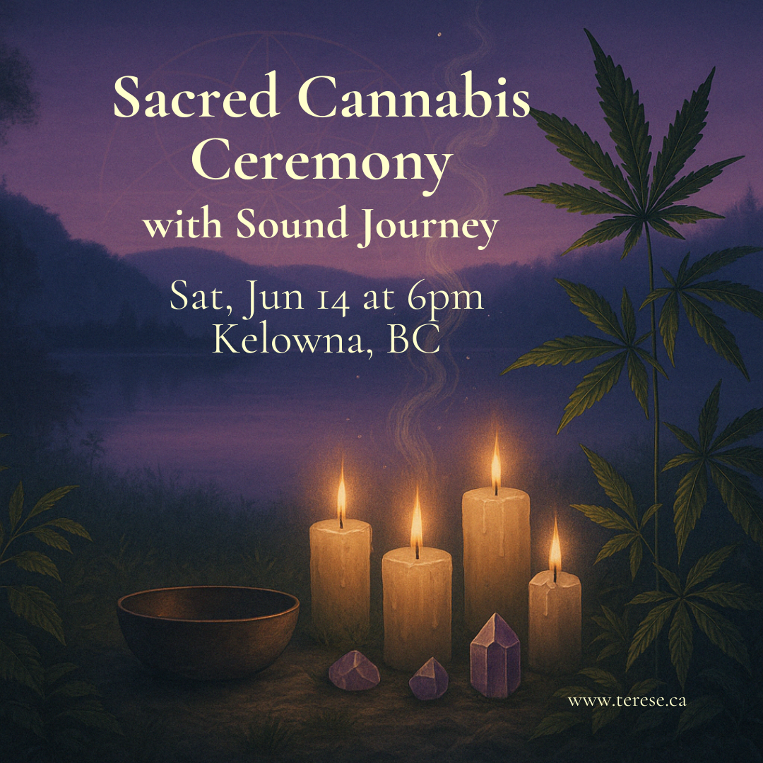 Cannabis and Sound Kelowna Jun 14 square candles against kelowna landscape with cannabis leaf